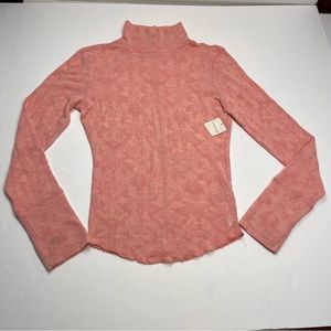 Intimately Free People Turtleneck Top Medium Rose‎ Pink Burnout Floral NEW *FLAW